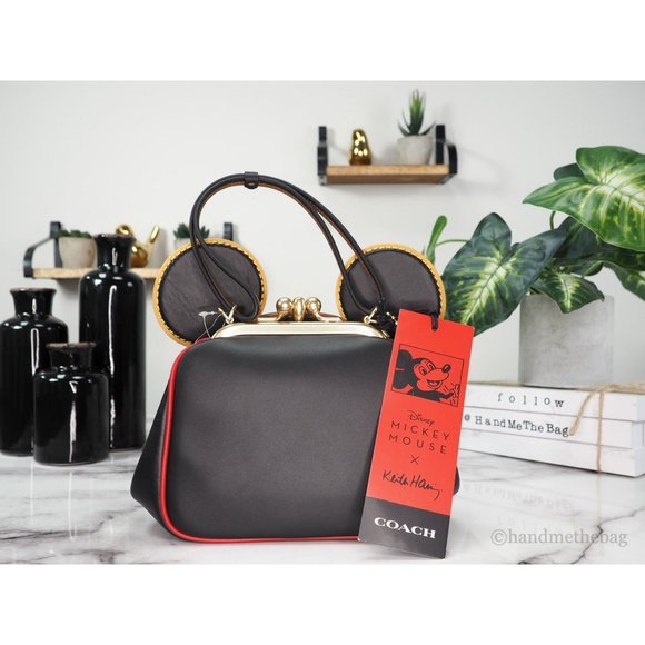 NWT Coach Mickey Mouse X Keith Haring Small Leather Kisslock Crossbody Bag NEW - Picture 4 of 11